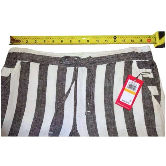 $99 Vince Camuto Linen Pants Small 4 6 White + Faded Black Stripe Swim Cover Up - Picture 6 of 11